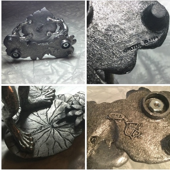 Metzke frogs signed pewter small stand tealight or whatever dated 1994 vintage - Picture 10 of 10